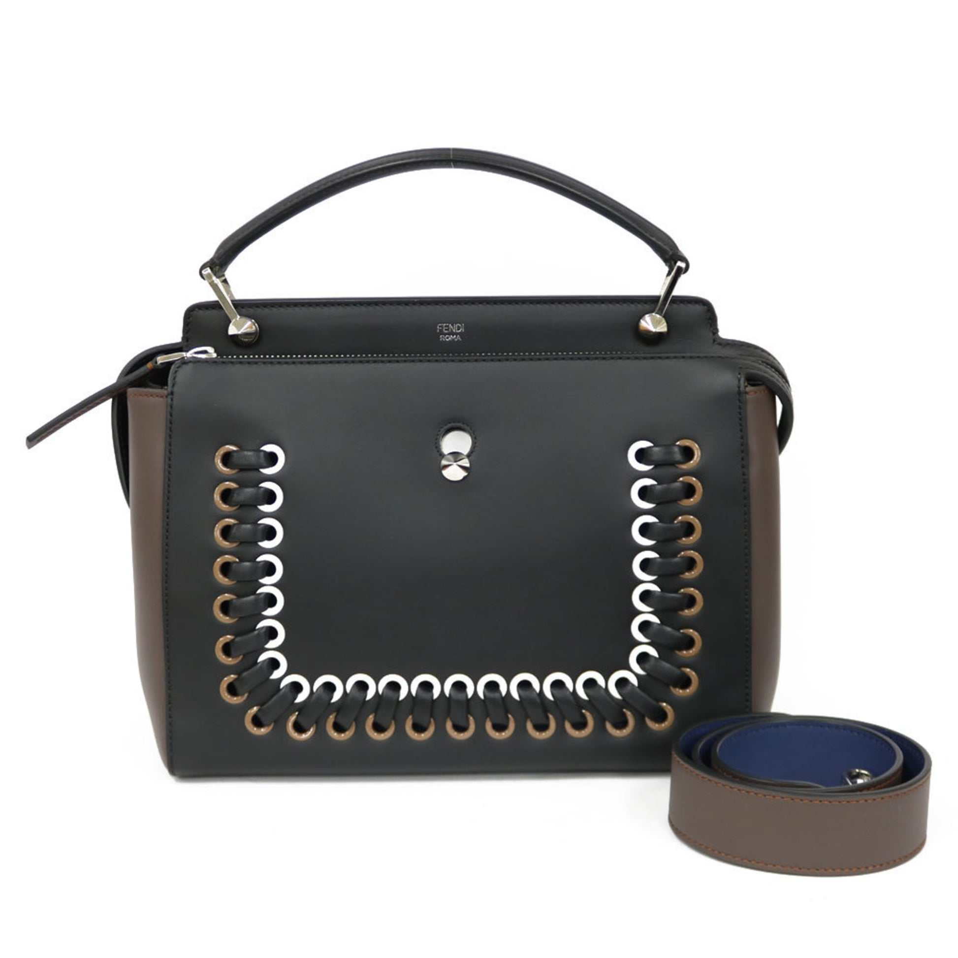 Fendi Dot Com, Black, Leather, handbag