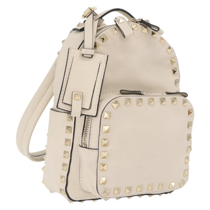 Valentino Garavani Rockstud Leather, Beige, Leather, Tote Bag