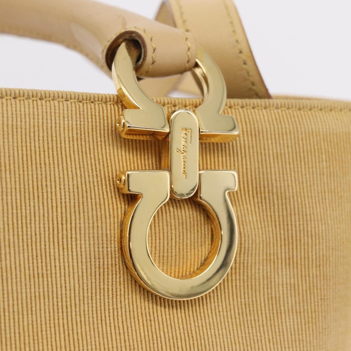 Salvatore Ferragamo Gancini Tote Canvas, Beige, Canvas, Tote Bag