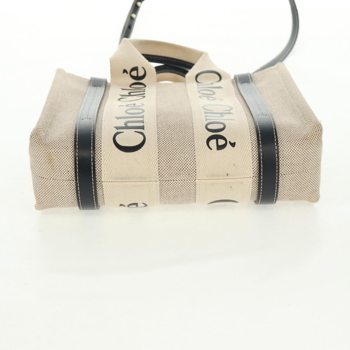 Chloe Woody Convertible Canvas with Leather, Beige, Canvas, Tote Bag