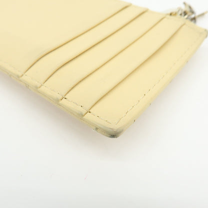 Christian Dior Lady Dior Card Holder Cannage Quilt Patent, Yellow, Leather, Card Holder