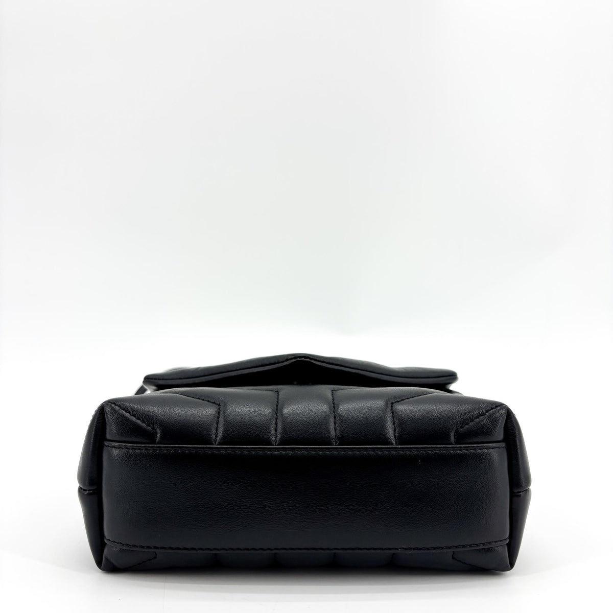 Saint Laurent Loulou Matelasse Chevron Leather, Black, Leather, Shoulder Bag
