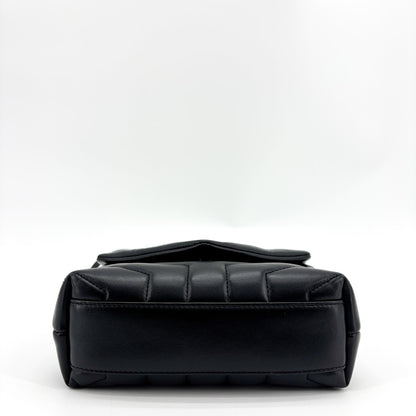 Saint Laurent Loulou Matelasse Chevron Leather, Black, Leather, Shoulder Bag