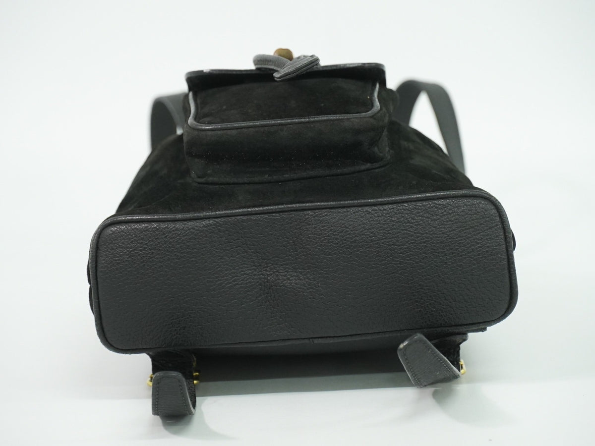 Gucci Vintage Bamboo Suede, Black, Suede, Backpack