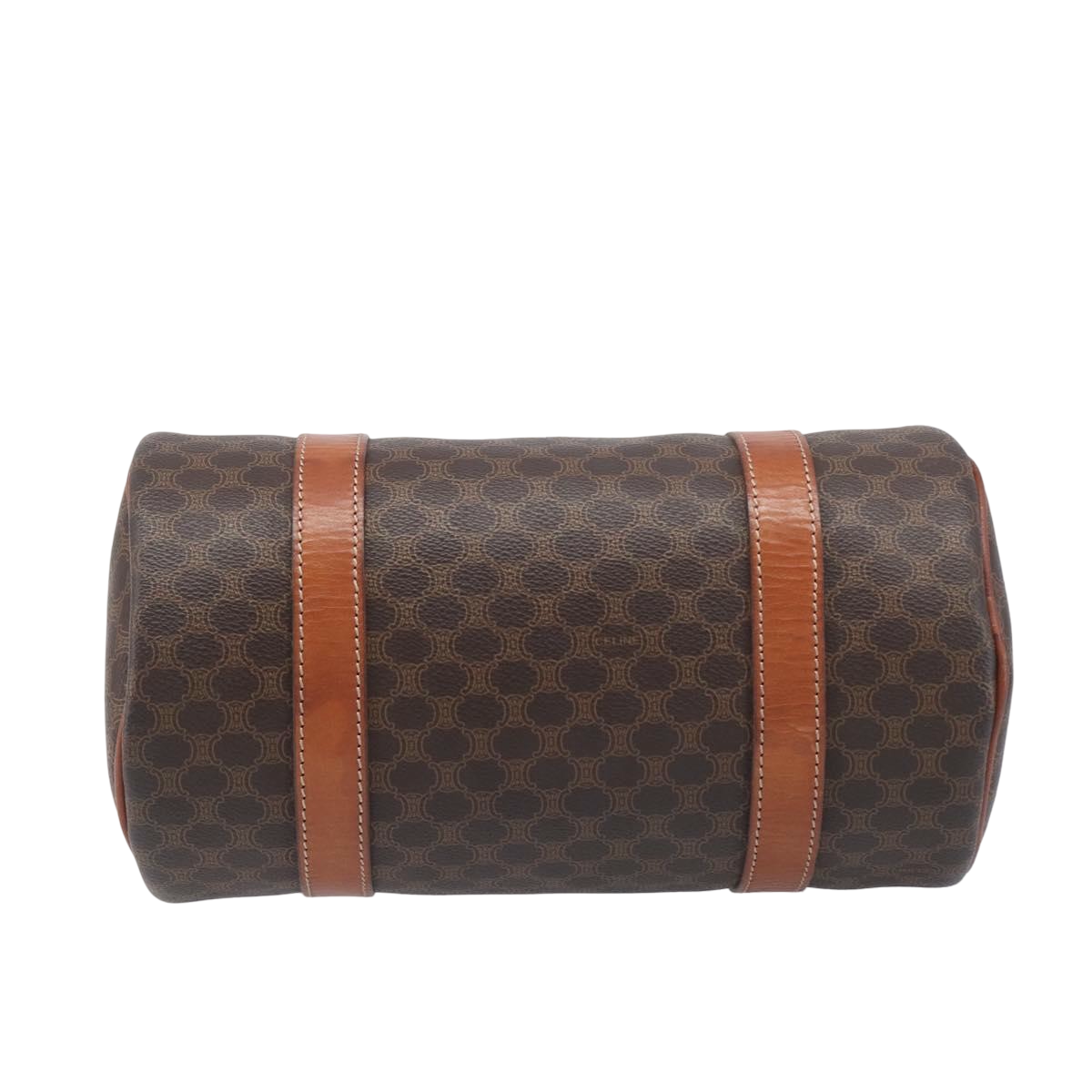 Celine Vintage Macadam Canvas and Leather, Brown, PVC, Handbag