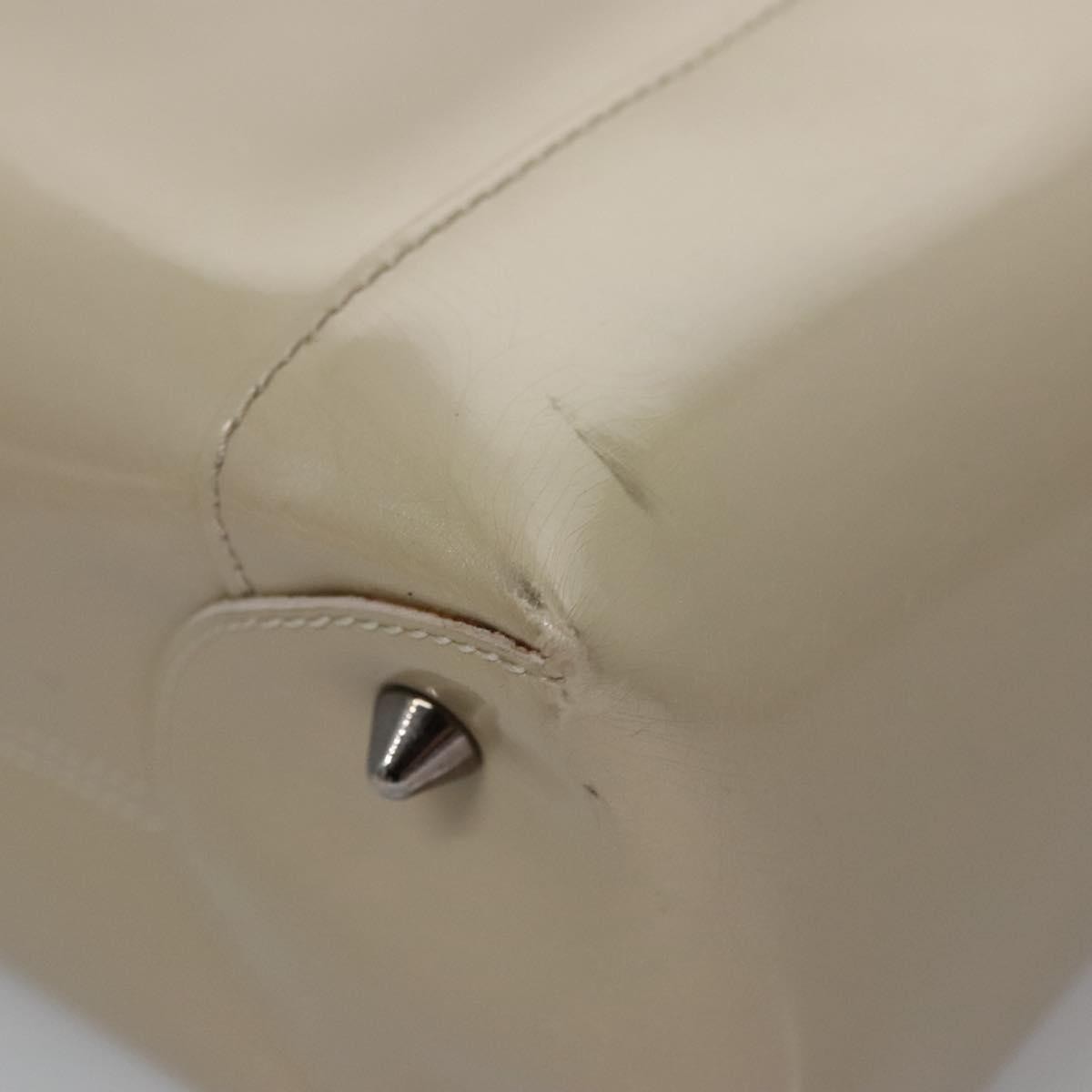 Christian Dior Pearl Lady Dior Patent leather, Beige, Patent Leather, Handbag