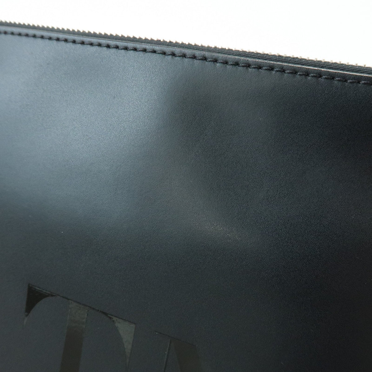 Valentino Garavani VLTN Zip Pouch Printed Leather, Black, Leather, Clutch