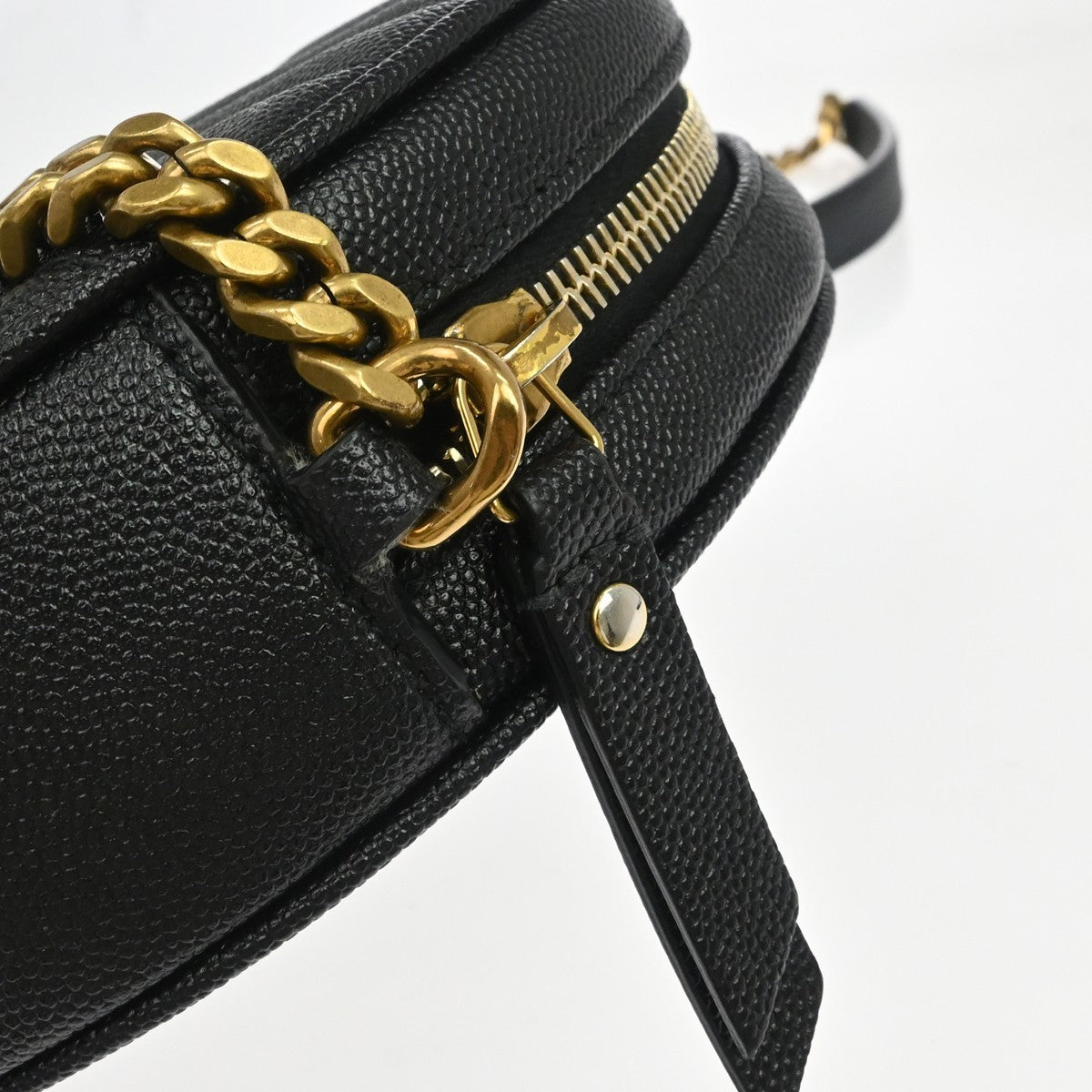 Saint Laurent Vinyle Round Camera Matelasse Chevron Leather, Black, Leather, Crossbody Bag