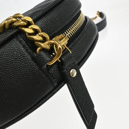 Saint Laurent Vinyle Round Camera Matelasse Chevron Leather, Black, Leather, Crossbody Bag