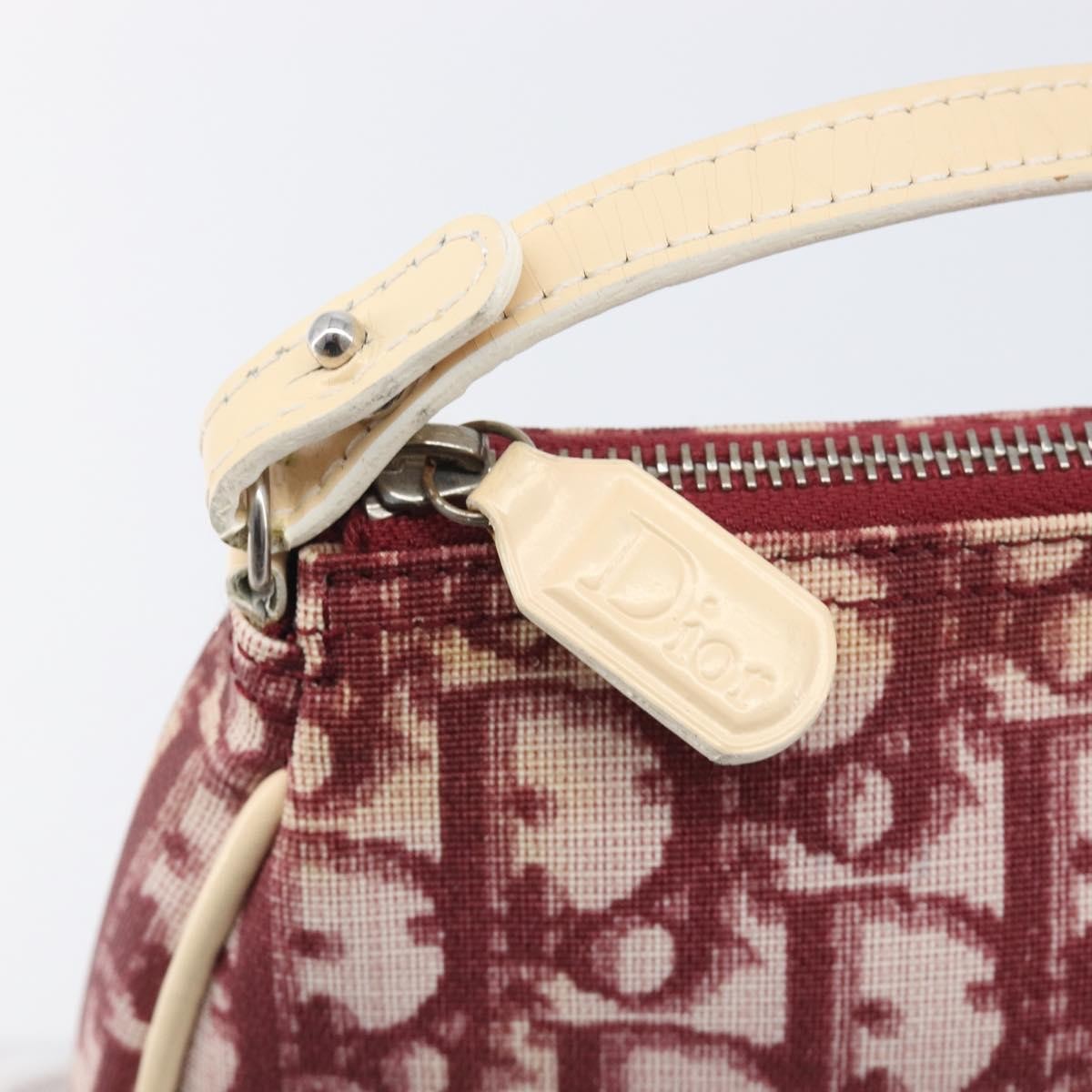Christian Dior Vintage Saddle Bag Canvas, Red, Canvas, Clutch