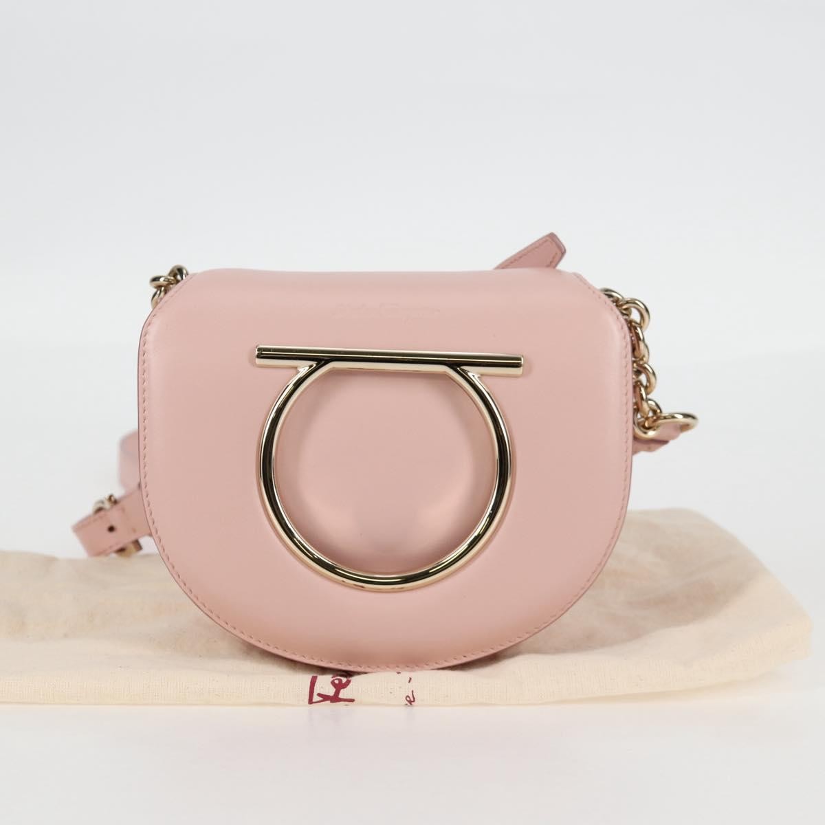 Salvatore Ferragamo Vela Flap Leather, Pink, Leather, Crossbody Bag