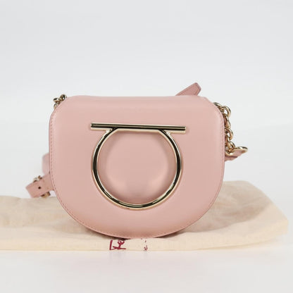 Salvatore Ferragamo Vela Flap Leather, Pink, Leather, Crossbody Bag