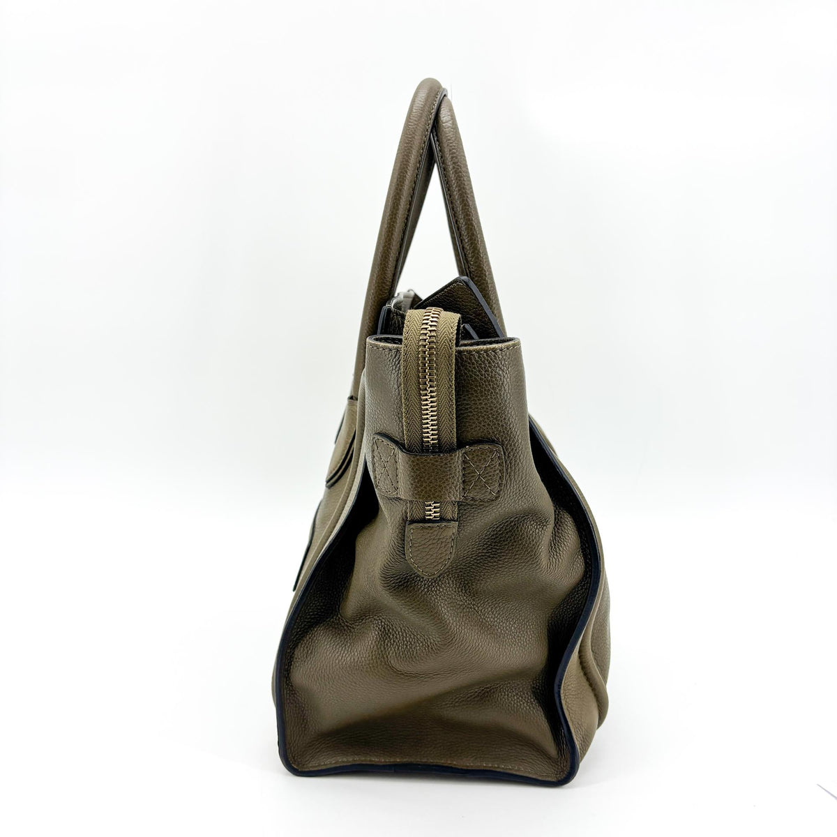 Celine Luggage Smooth Leather, Khaki, Leather, Handbag
