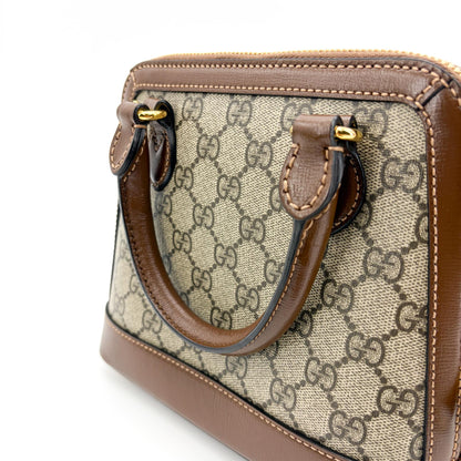 Gucci Horsebit 1955 Top Handle GG Coated Canvas with Leather, Brown, Canvas, Handbag
