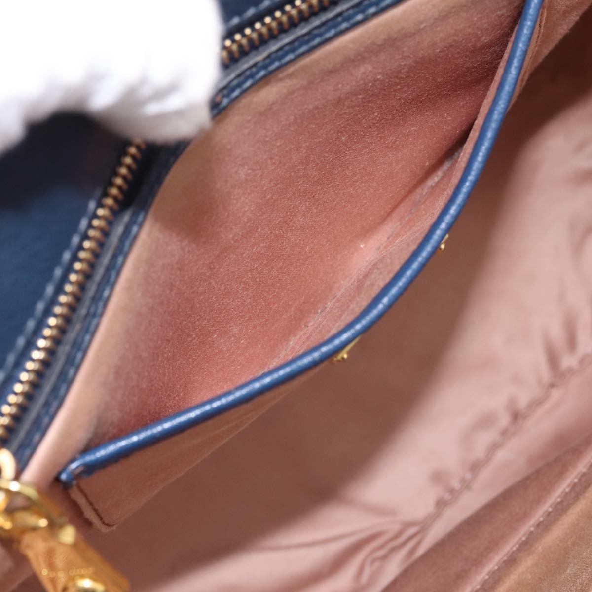 Miu Miu Madras Bowler Leather, Blue, Leather, Handbag
