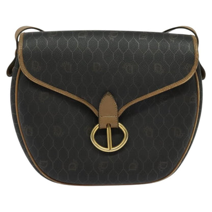 Christian Dior Vintage Honeycomb Flap Canvas and Leather, Black, Canvas, Shoulder Bag