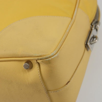 Prada Bauletto Tessuto with Saffiano Leather, Yellow, Canvas, Handbag