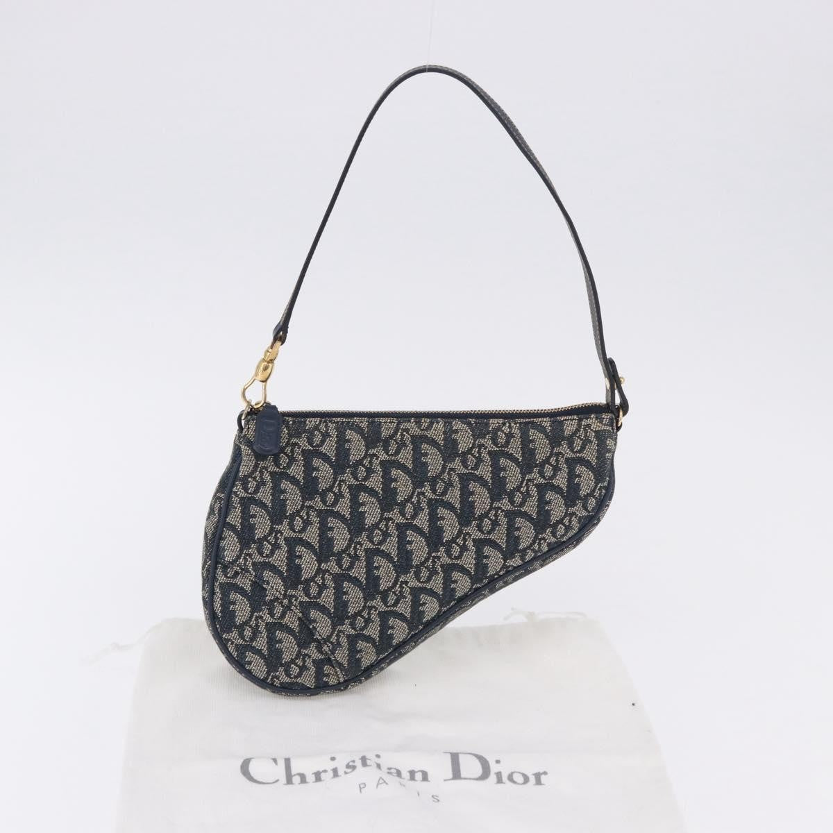 Christian Dior Vintage Saddle Bag Canvas, Navy, Canvas, Clutch