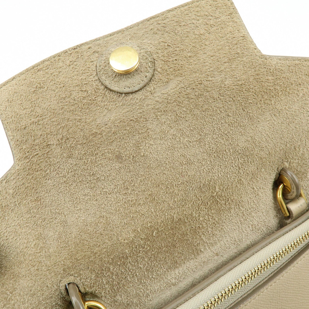 Celine Belt Textured Leather, Beige, Leather, Handbag