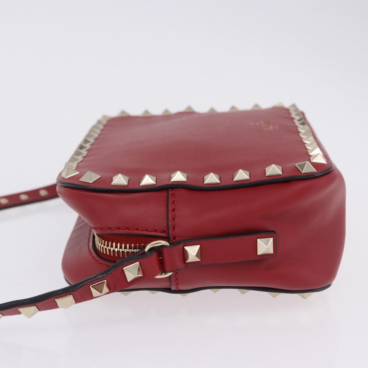 Valentino Garavani Rockstud Camera Leather, Red, Leather, Crossbody Bag