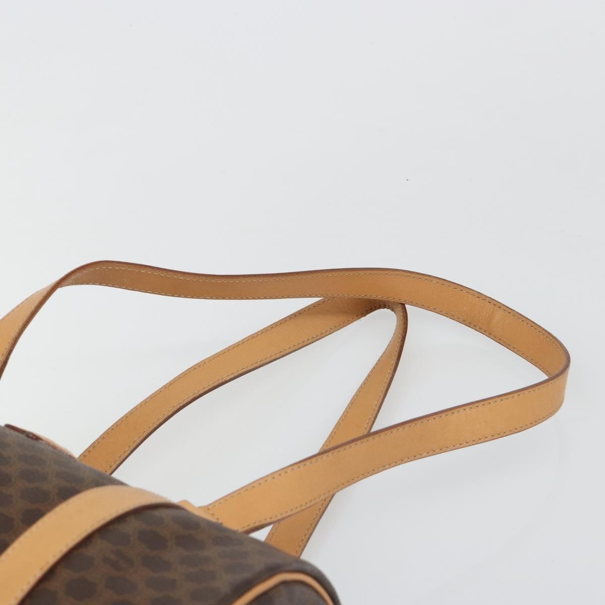 Celine Vintage Barrel Macadam Canvas & Leather, Brown, PVC, Handbag