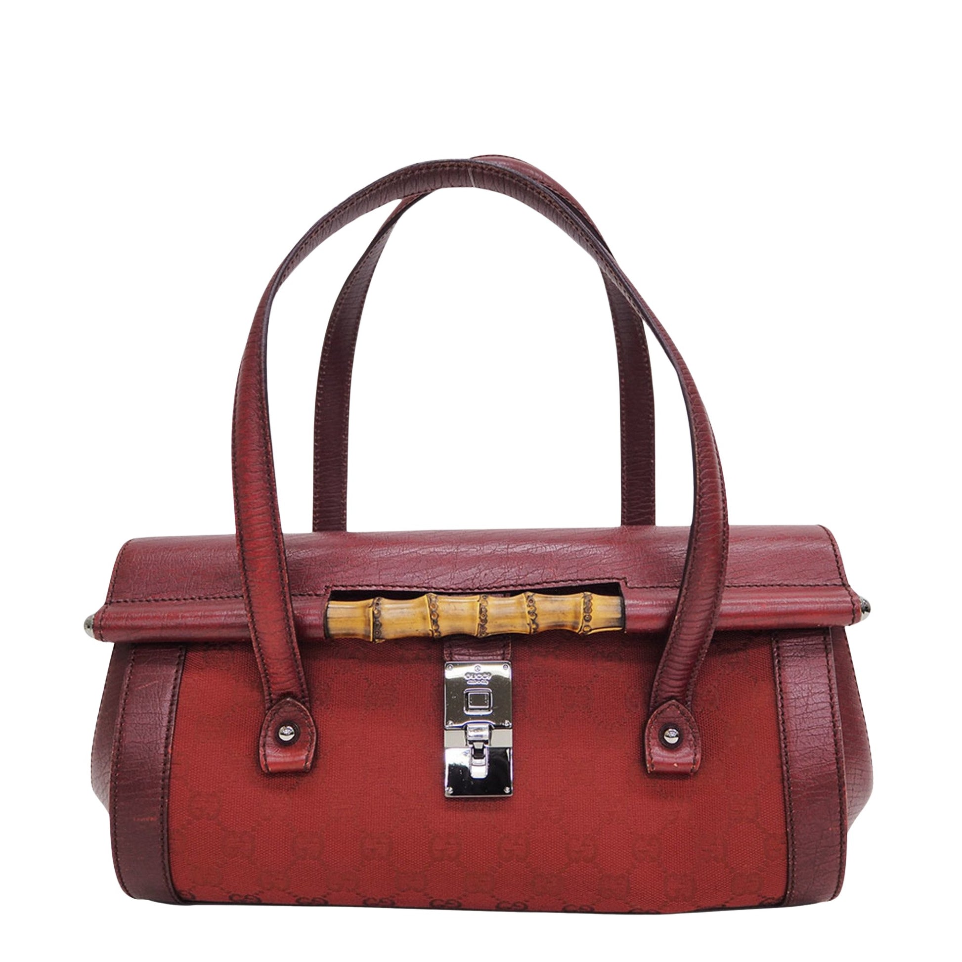 Gucci Bamboo, Burgundy, Canvas, handbag