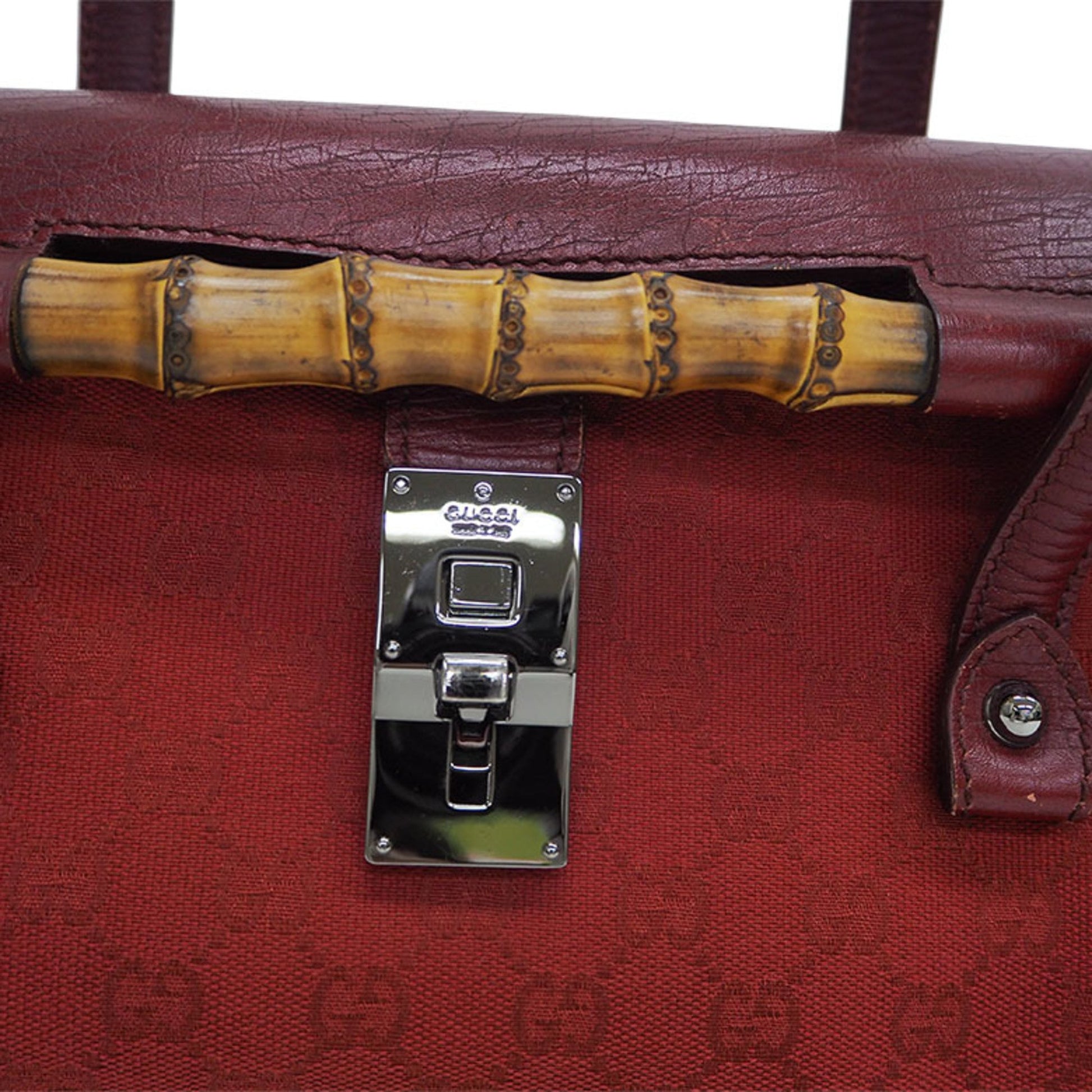 Gucci Bamboo, Burgundy, Canvas, handbag