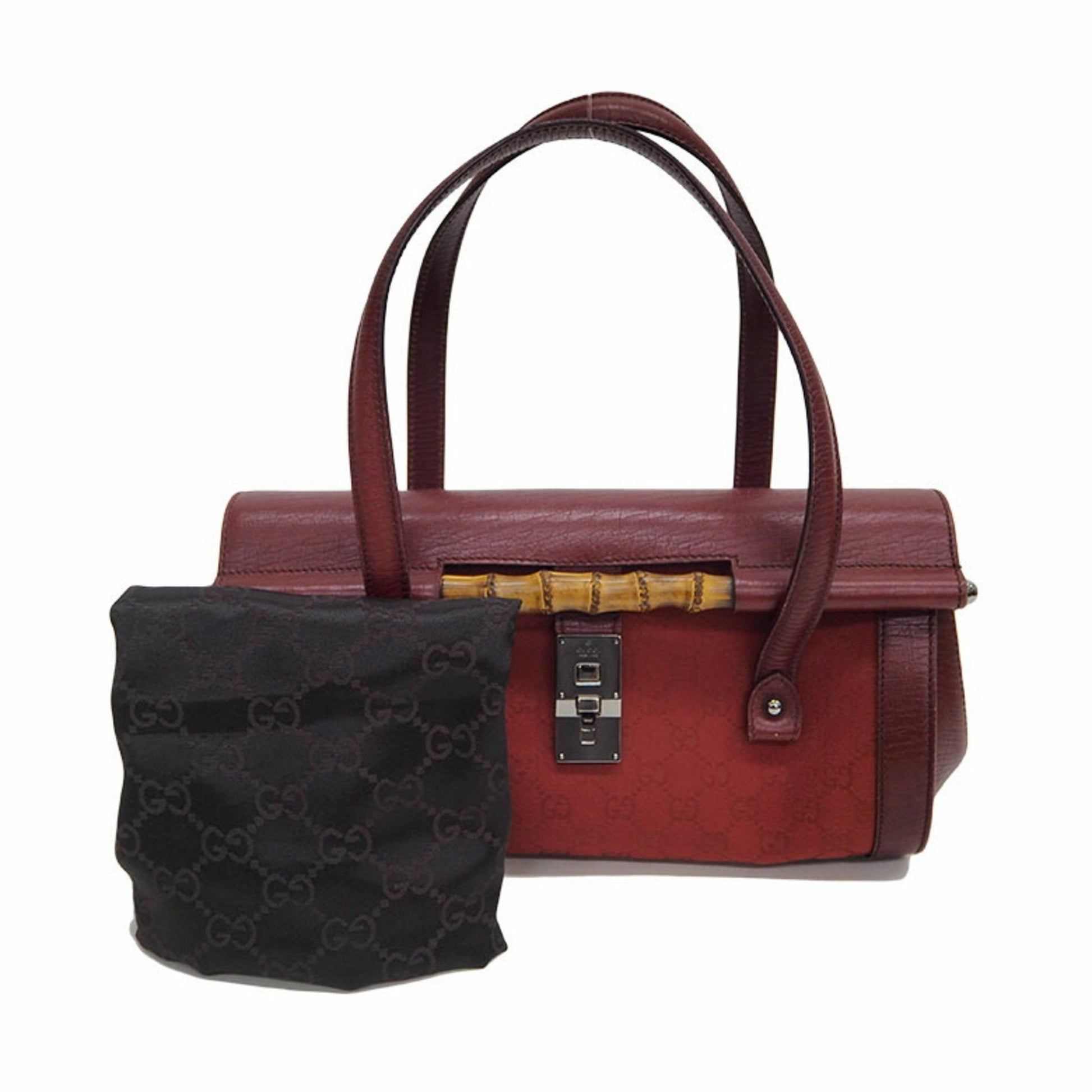 Gucci Bamboo, Burgundy, Canvas, handbag