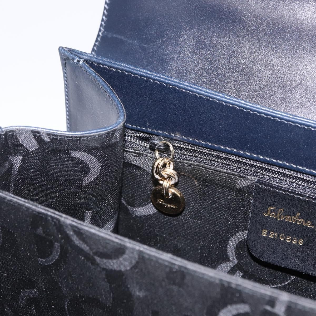 Salvatore Ferragamo Convertible Top Handle Leather, Navy, Leather, Handbag