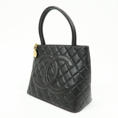 Chanel Medallion Quilted Caviar, Black, Calfskin, Tote Bag