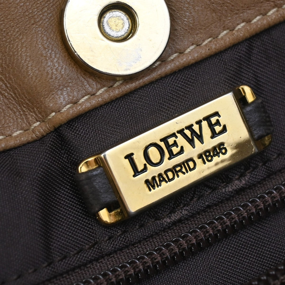 Loewe Anagram Leather, Beige, Leather, Shoulder Bag