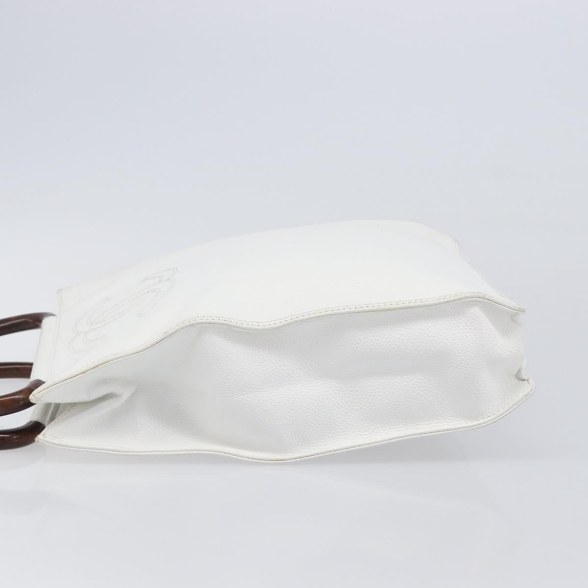 Chanel Vintage Wooden Quilted Caviar, White, Leather, Tote Bag
