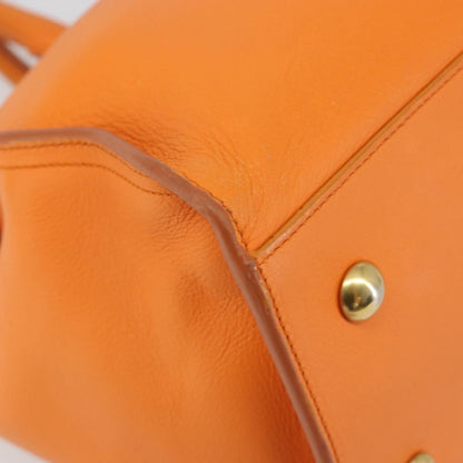 Saint Laurent Classic Y Cabas Leather, Orange, Leather, Tote Bag