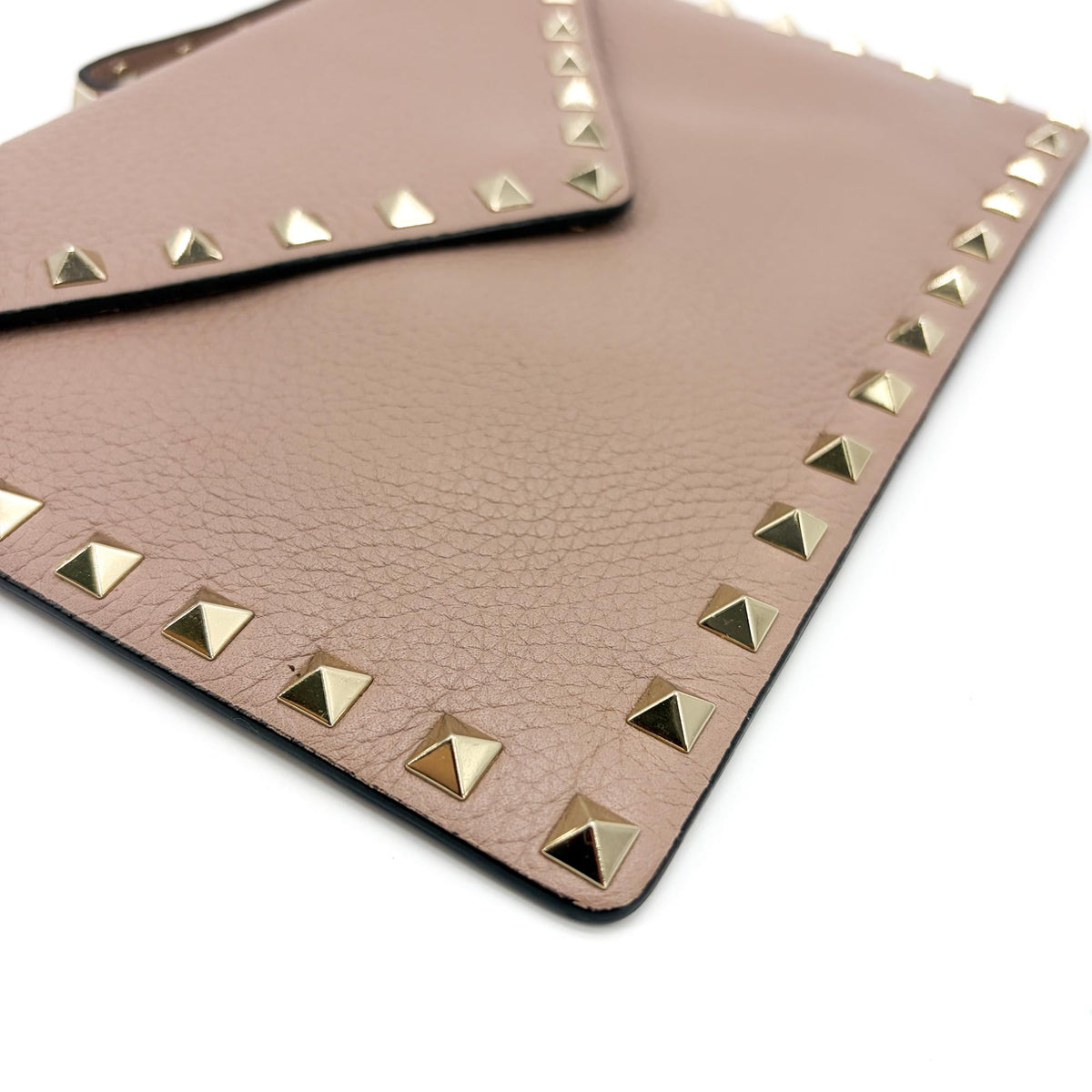 Valentino Garavani Rockstud Envelope Wristlet Clutch Leather, Beige, Leather, Clutch