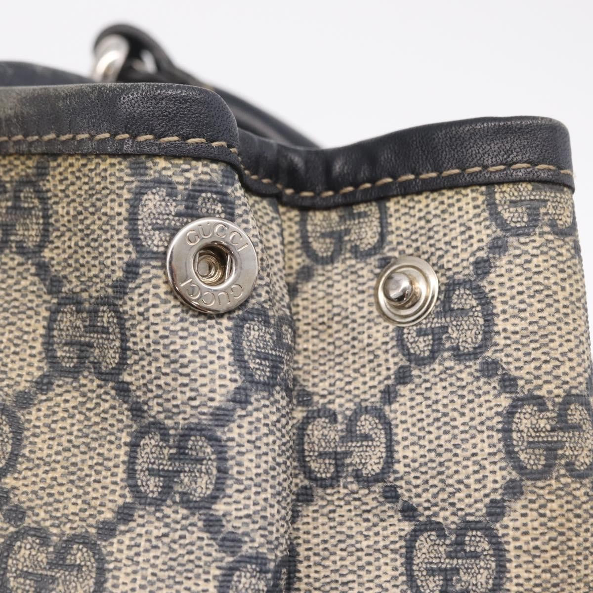 Gucci Open Tote GG Canvas and Leather, Navy, Canvas, Handbag