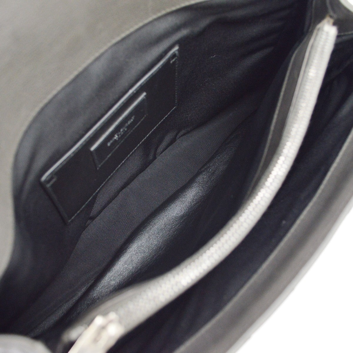 Saint Laurent Classic Monogram College Matelasse Chevron Leather, Gray, Leather, Handbag
