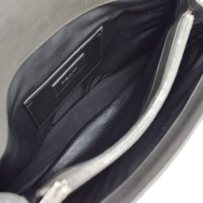 Saint Laurent Classic Monogram College Matelasse Chevron Leather, Gray, Leather, Handbag