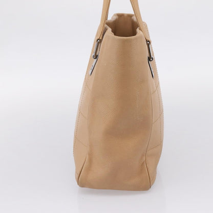 Chanel Chocolate Bar Coco Mark Leather, Beige, Leather, Tote Bag