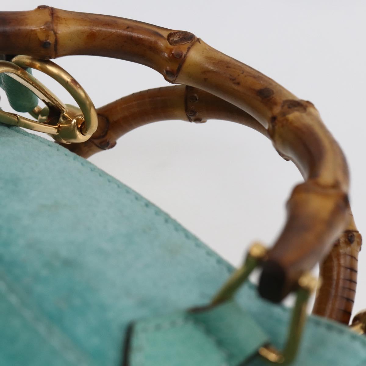Gucci Bamboo Zip Pouch Leather, TURQUOISE, SUEDE, Clutche & pouche