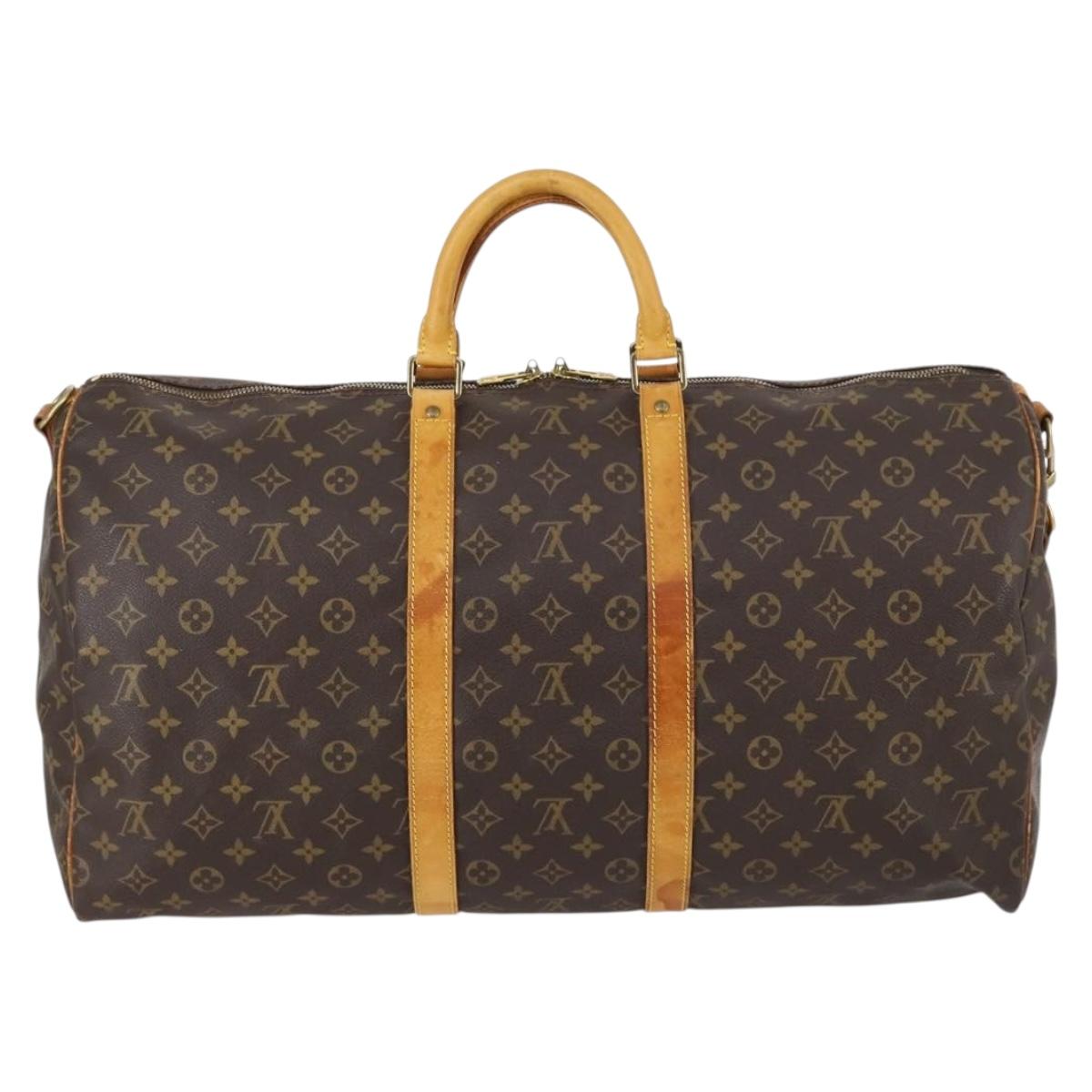Louis Vuitton Keepall Bag Monogram Canvas, BROWN, CANVAS, Travel bag