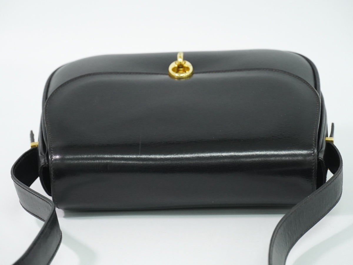 Celine Shoulder Leather, Black, Leather, Shoulder Bag