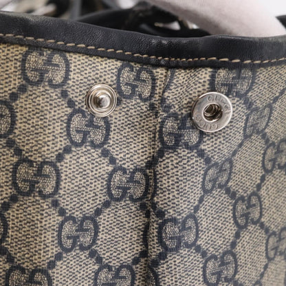 Gucci Open Tote GG Canvas and Leather, Navy, Canvas, Handbag
