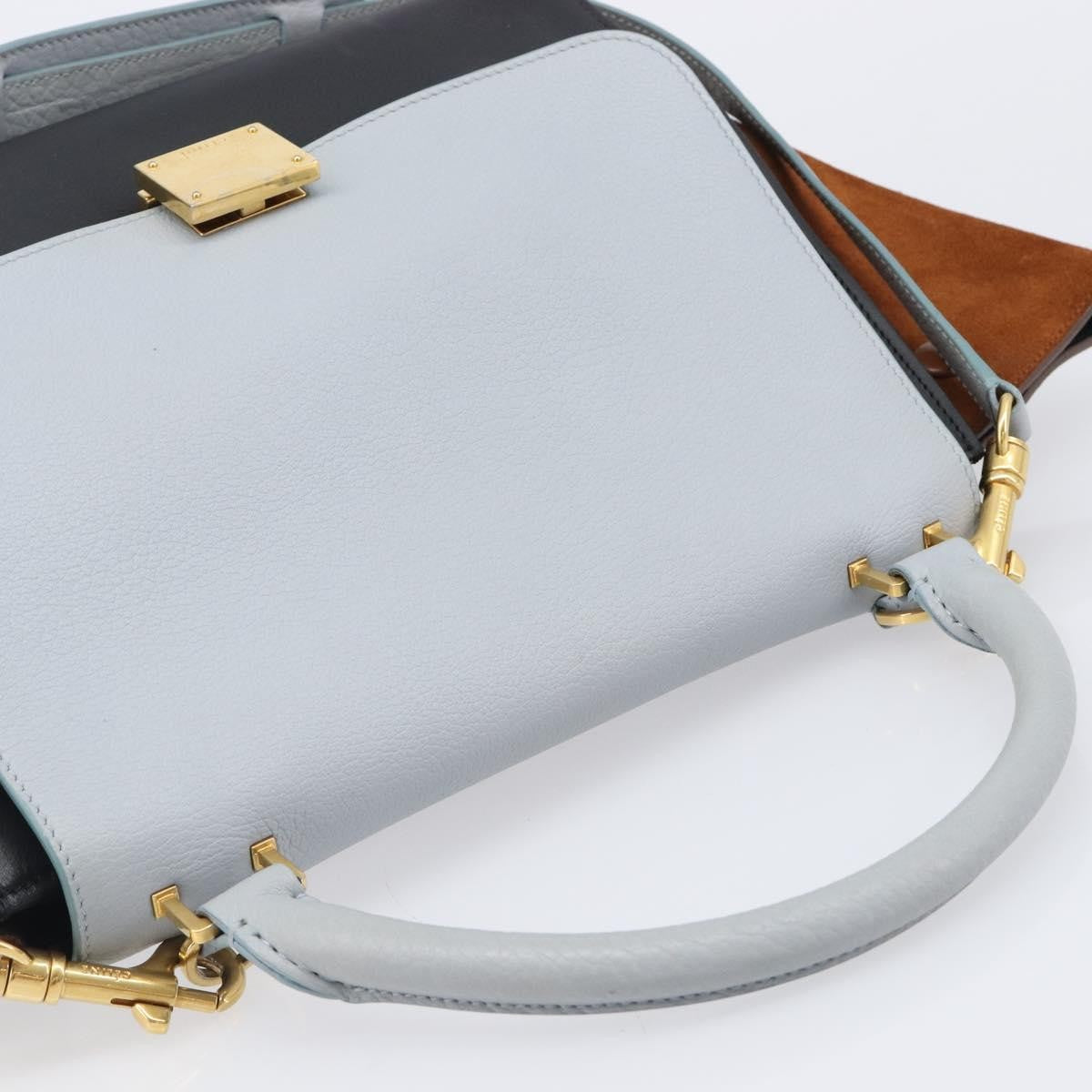 Celine Trapeze Leather, Blue, Leather, Handbag
