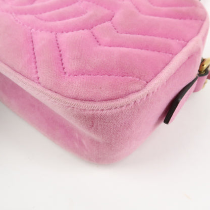 Gucci GG Marmont Crystal Embellished Matelasse Velvet, Pink, Velvet, Shoulder Bag