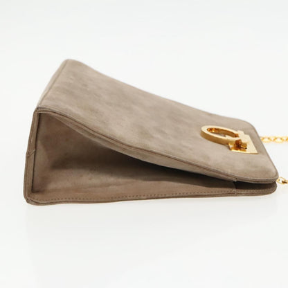 Salvatore Ferragamo Vintage Gancini Chain Suede, Brown, Suede, Shoulder Bag