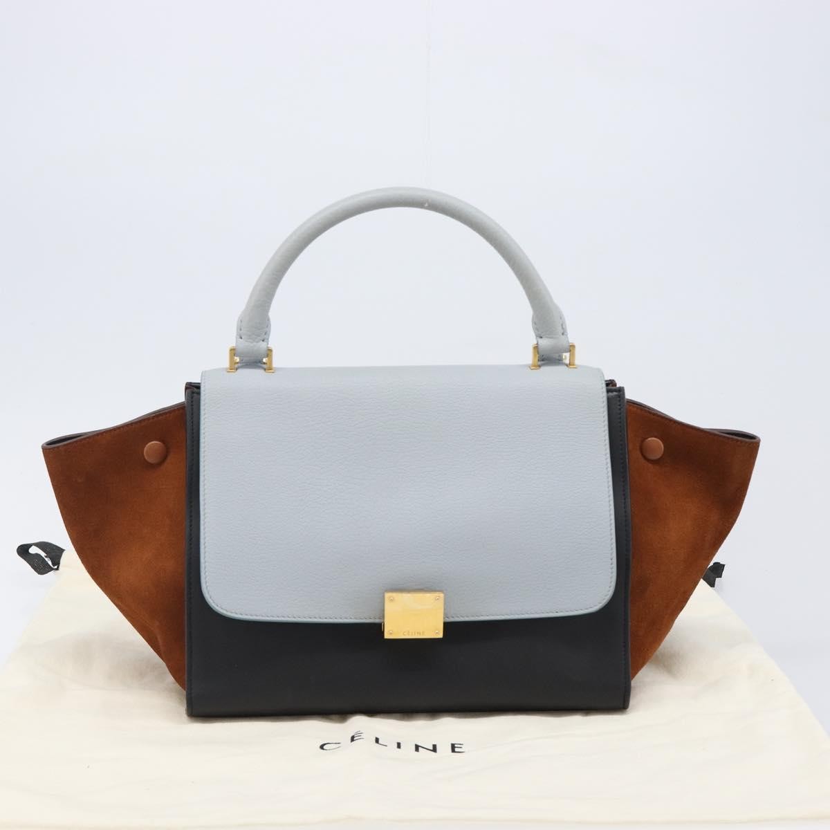 Celine Trapeze Leather, Blue, Leather, Handbag