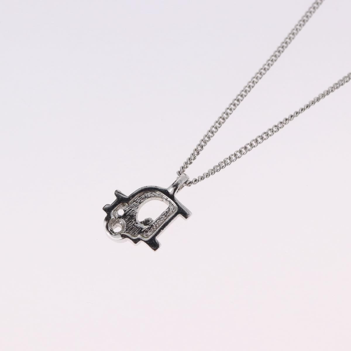 Christian Dior Vintage Dior Logo Metal and Crystal, Silver, Metal, Necklace