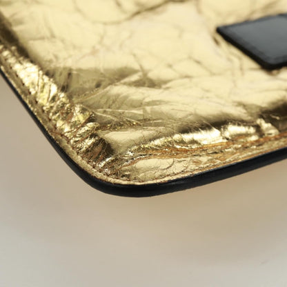 Chanel Feminine Crinkled Leather, Gold, Leather, Clutch