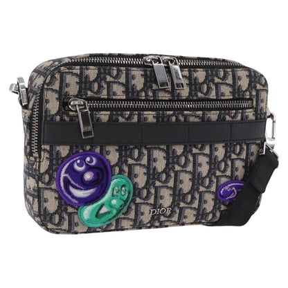 Christian Dior Kenny Scharf Safari Messenger Oblique Canvas with Applique, Navy, Canvas, Handbag
