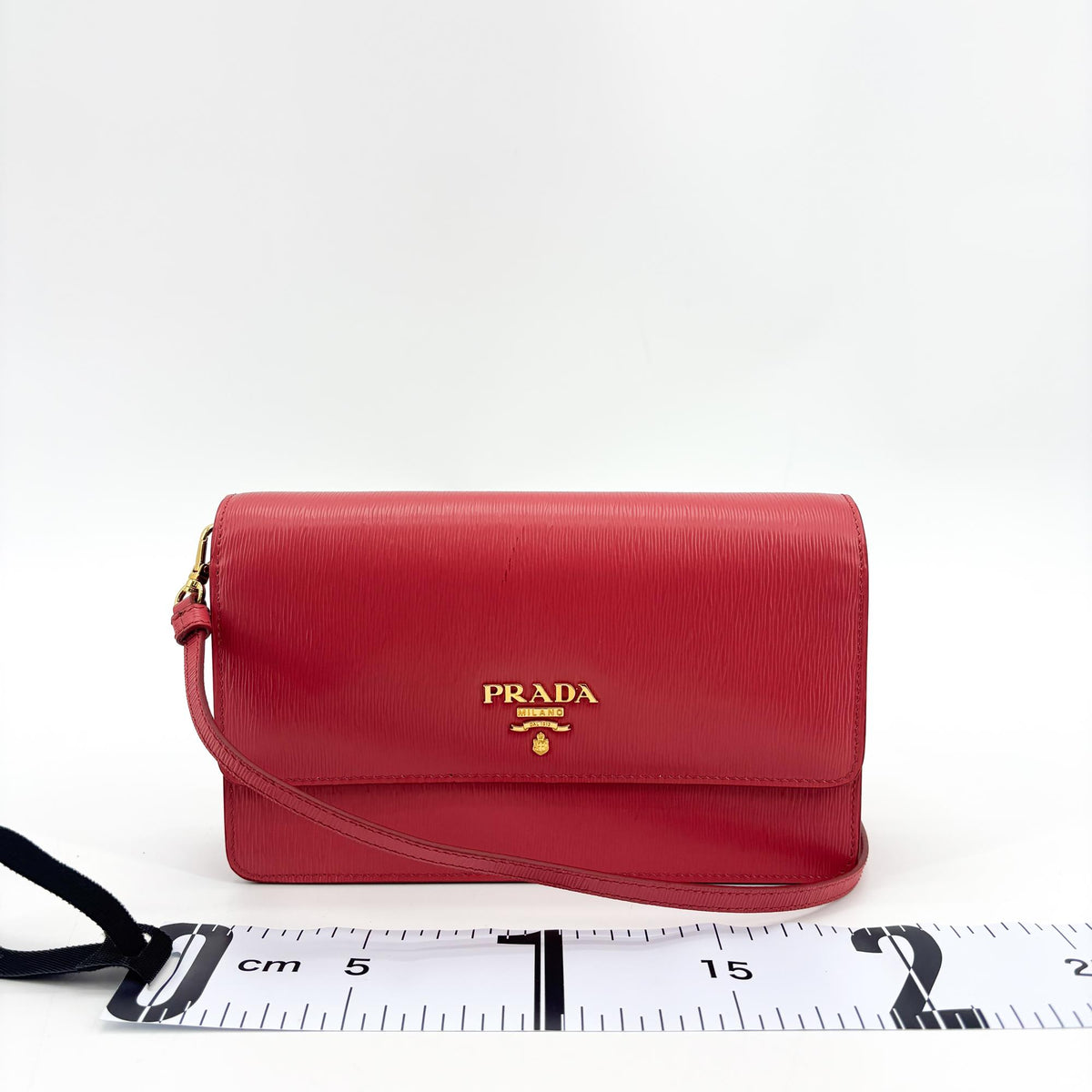 Prada Flap Vitello Move, Red, Calfskin, Shoulder Bag